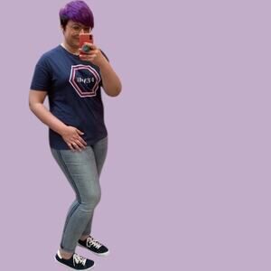 EXPRESS Perfect Curves Leggings High Rise Jeans Blue Side Seam Stripe Raw Hem 12